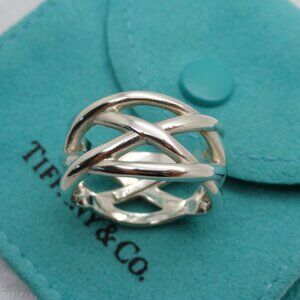 Tiffany & Co. Sterling Silver Size 5 Celtic Weave Knot Ring